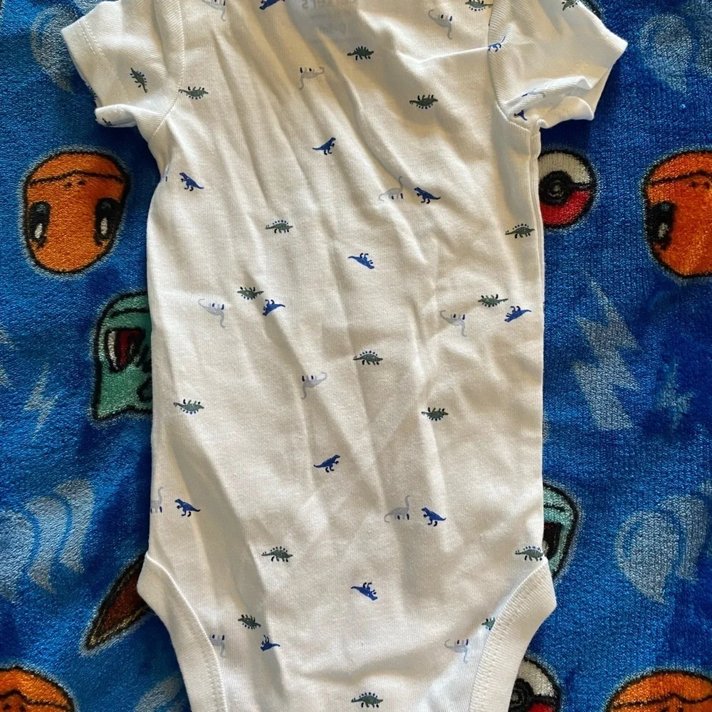 Carter's White and Blue Airplane Bodysuit Short Sleeve